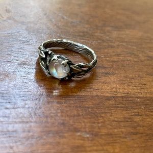 Rainbow moonstone and sterling silver ring
